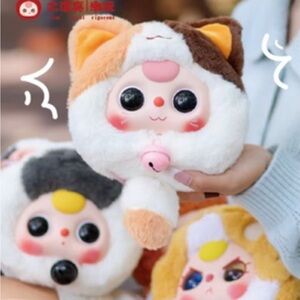 1- Blind boxes Baby Three Lucky Cat Zipper Bag Plush Series Blind Box